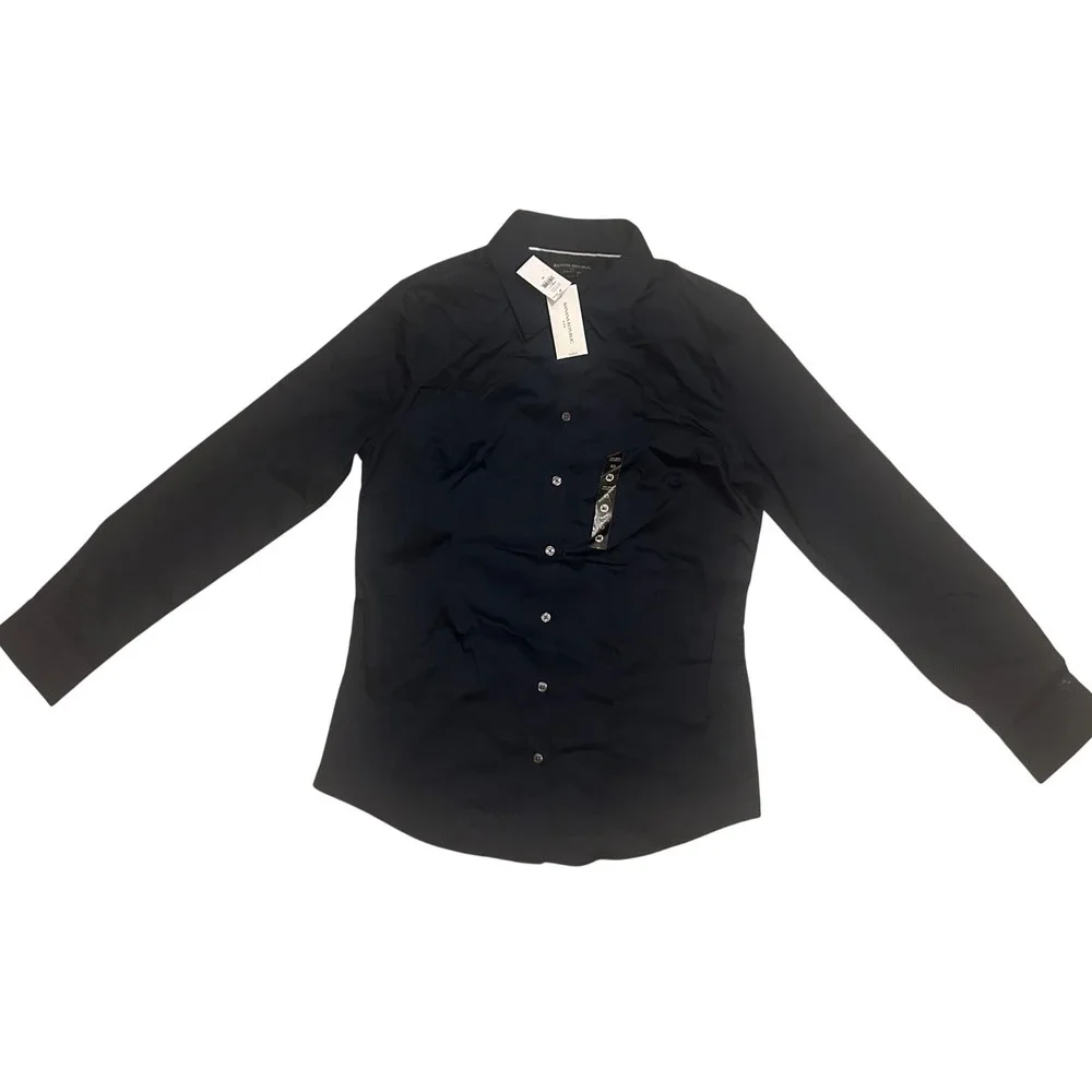 Banana Republic Mens‎ Non Iron Tailored Fit Navy Button Down Dress Shirt Size 10